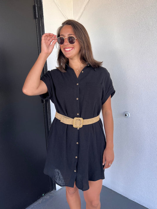 LUNA SHIRT DRESS IN BLACK