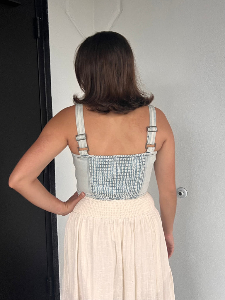 CHARLOTTE TOP IN DENIM