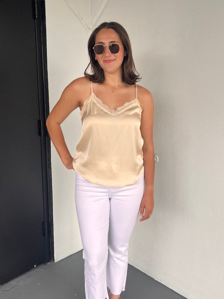 FAYE LACE TANK IN BEIGE