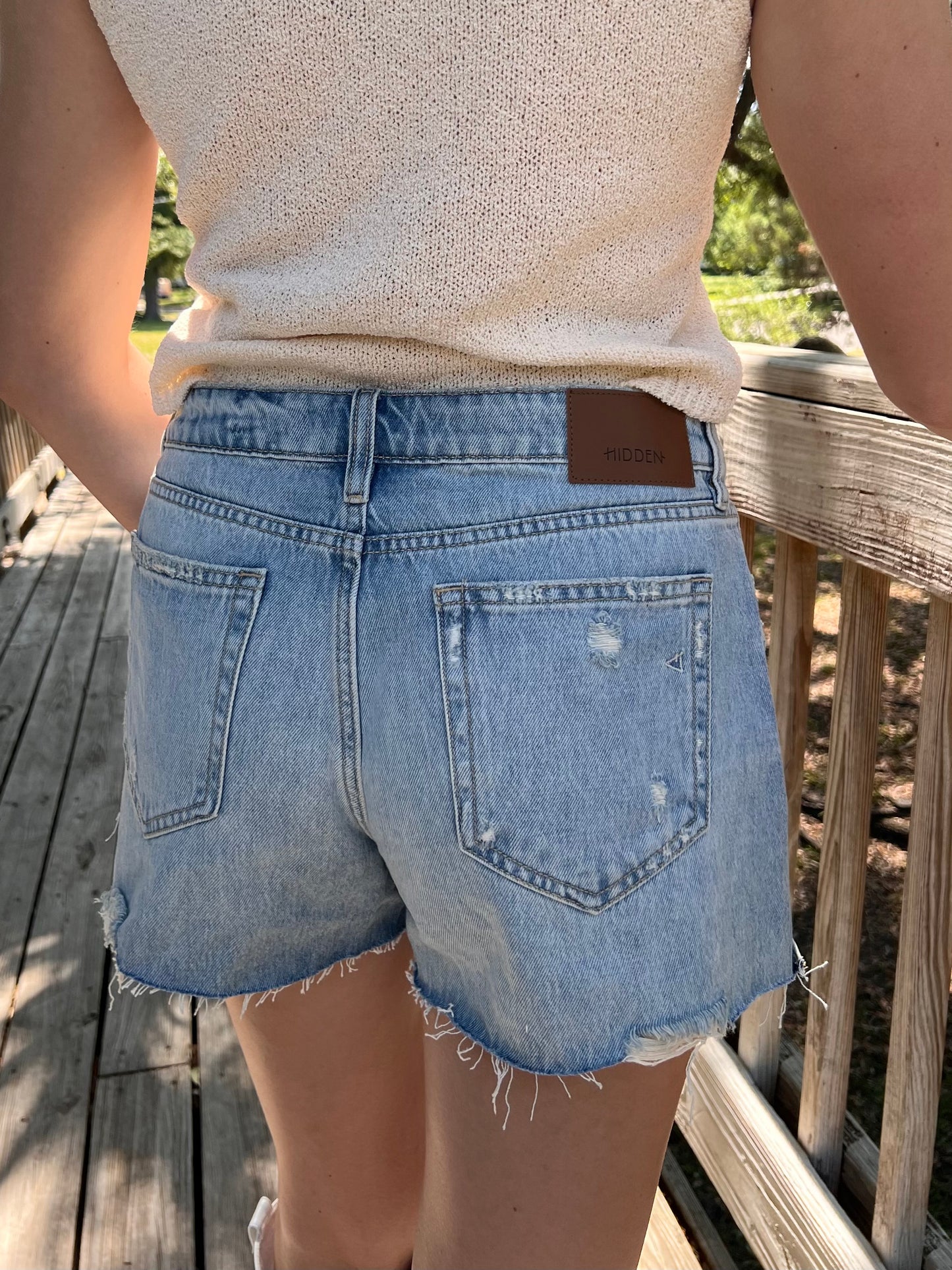 Emmett Distressed Light Denim Shorts