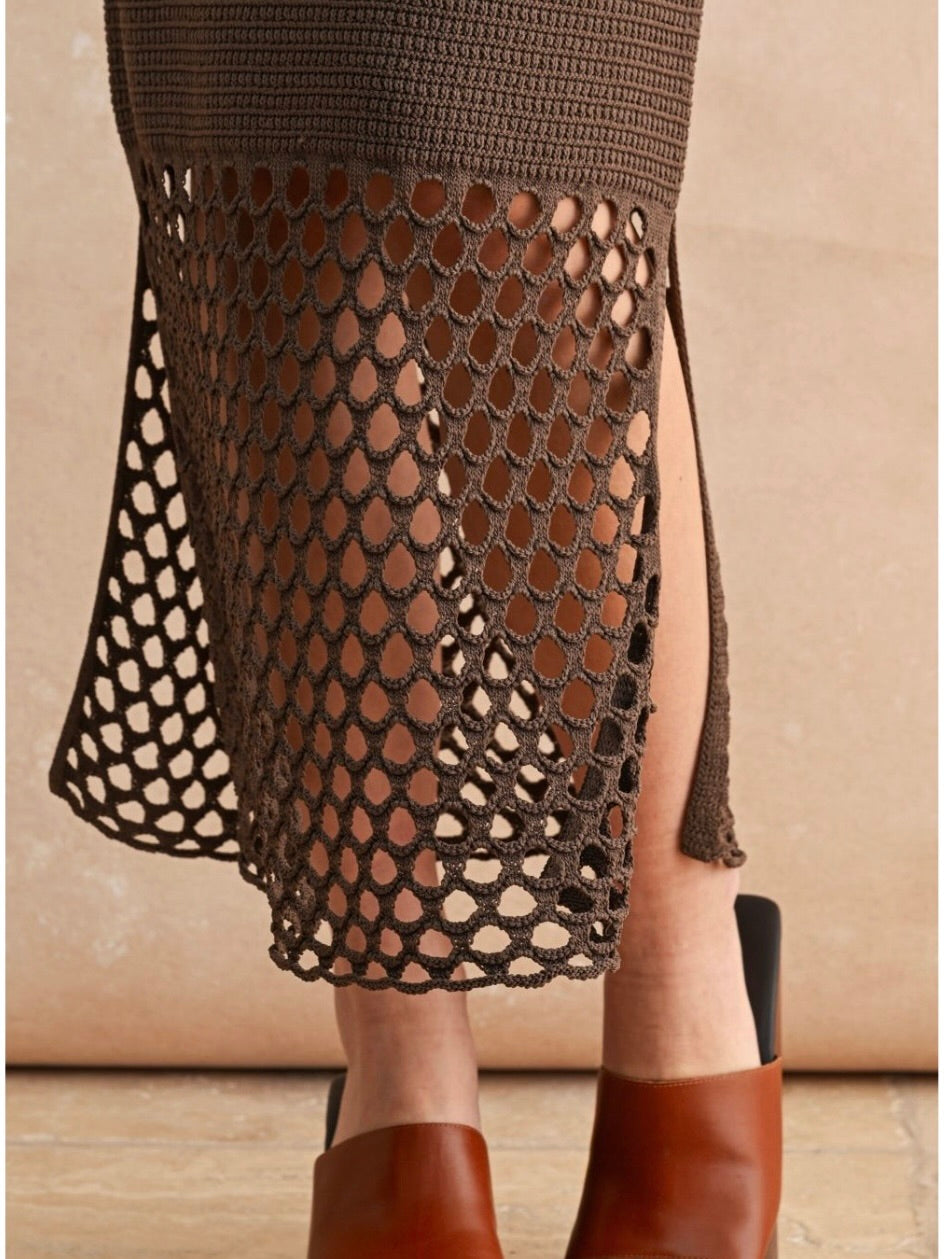 Spencer Knit Midi Dress in Brown