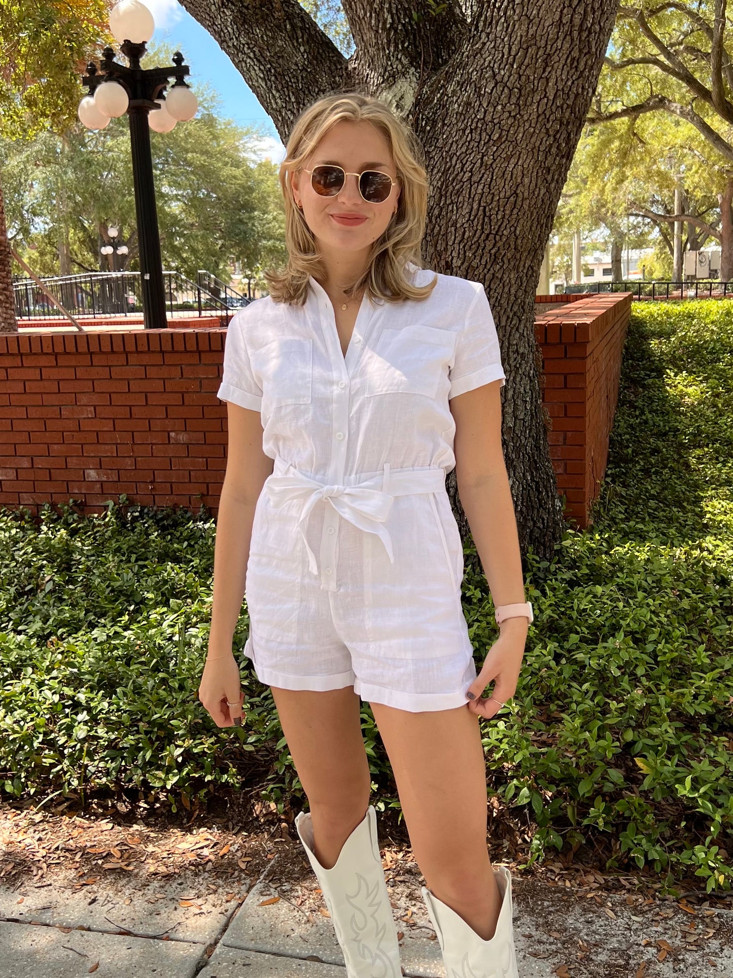 Hayden White Linen Romper