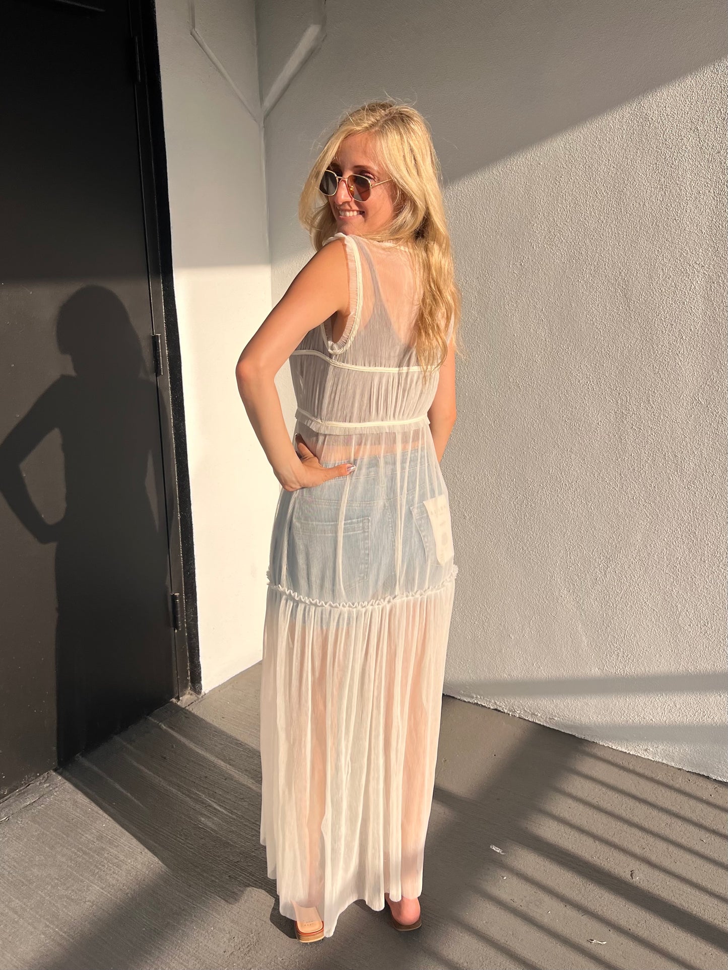 SIENNA TULLE KIMONO IN OFF WHITE