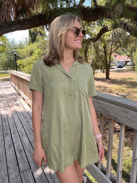 Dakota Olive Green Shirt Dress