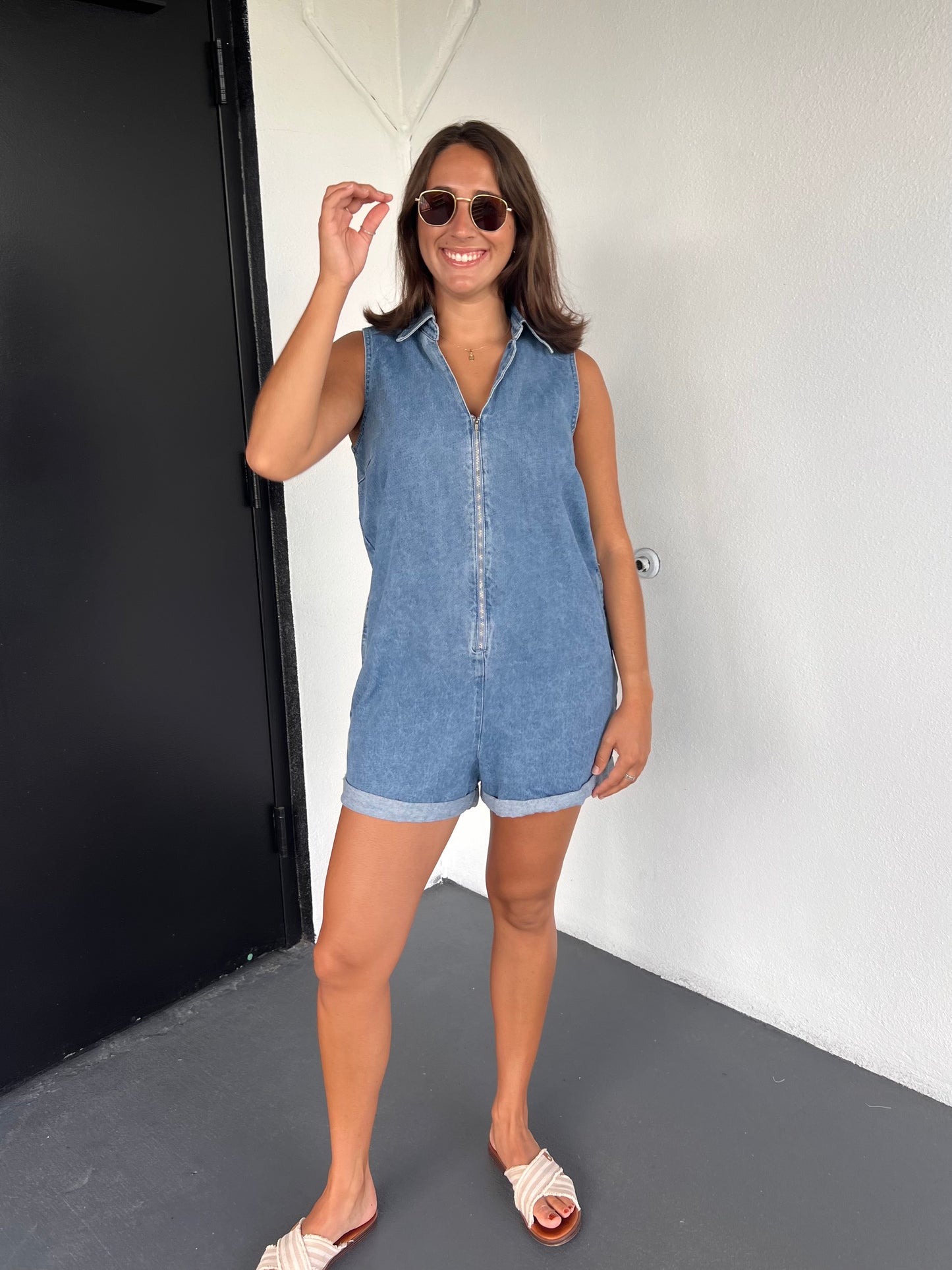 JETT ROMPER IN DENIM