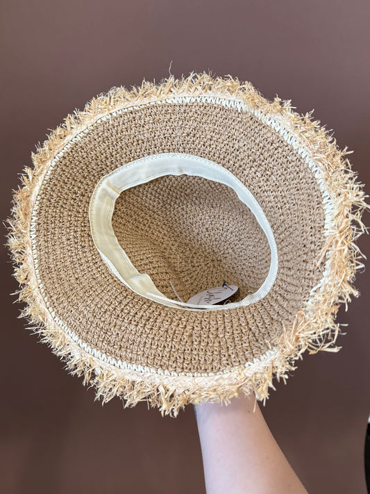 Remy Straw Bucket Hat in Khaki