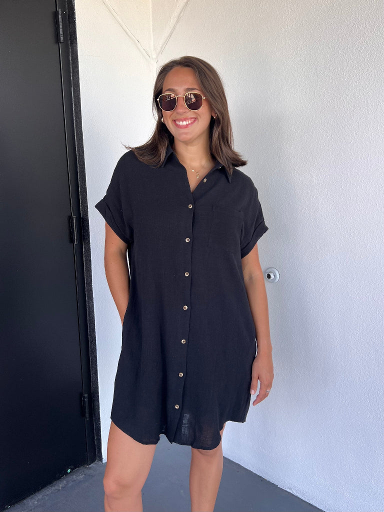 LUNA SHIRT DRESS IN BLACK