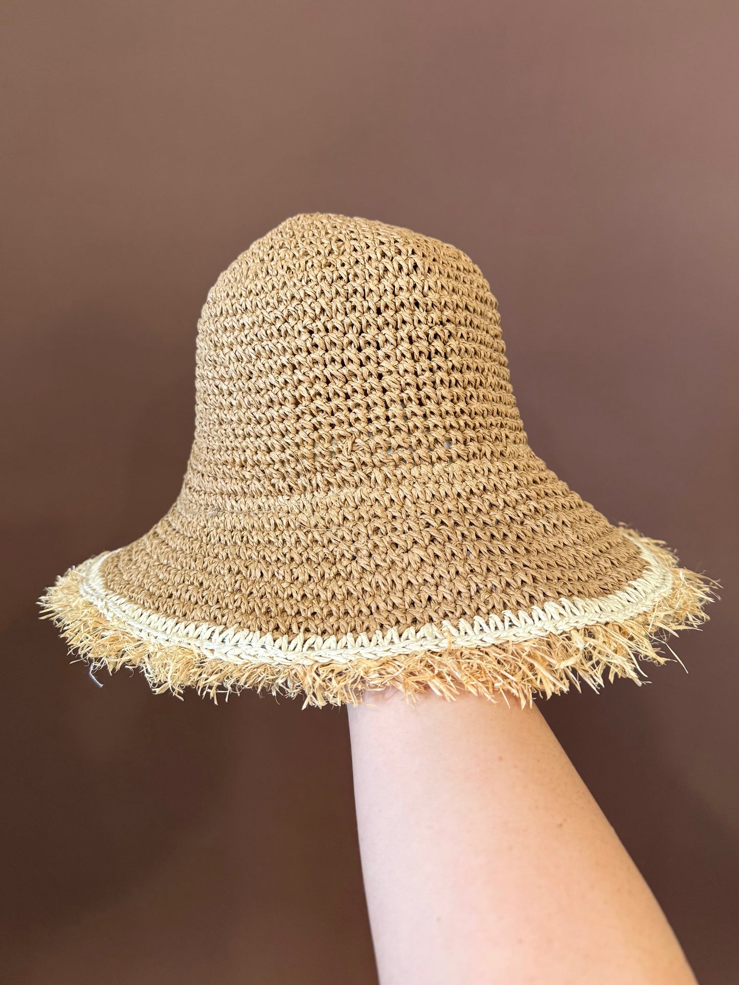 Remy Straw Bucket Hat in Khaki