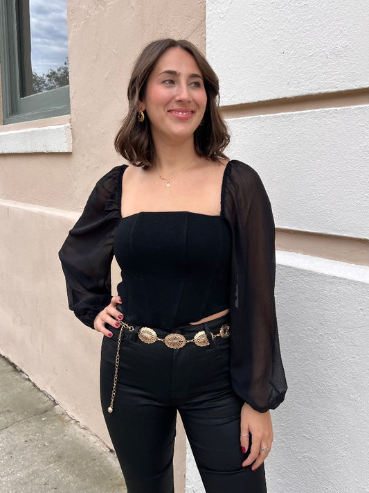 ALESSA CORSET TOP IN BLACK