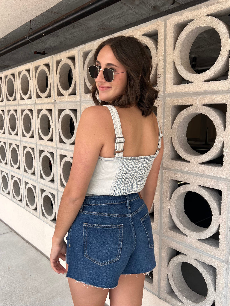 CHARLOTTE BUSTIER DENIM TOP