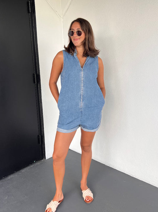 JETT ROMPER IN DENIM