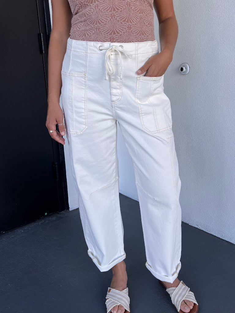 CHANNING BARREL PANT IN CREAM
