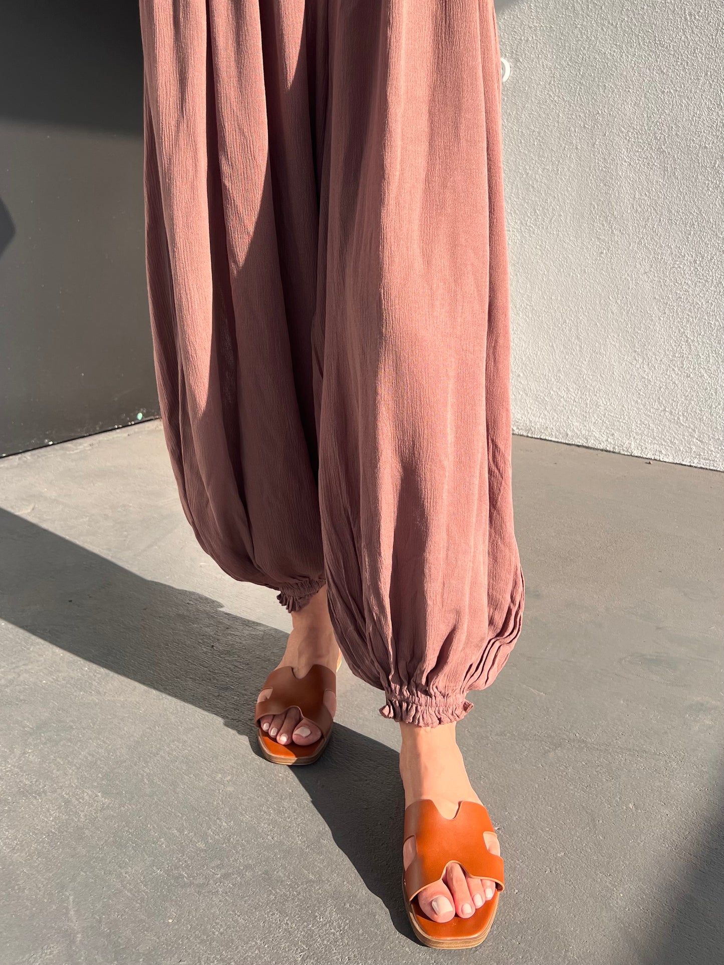 LIANA HAREM JUMPSUIT IN MOCHA BROWN