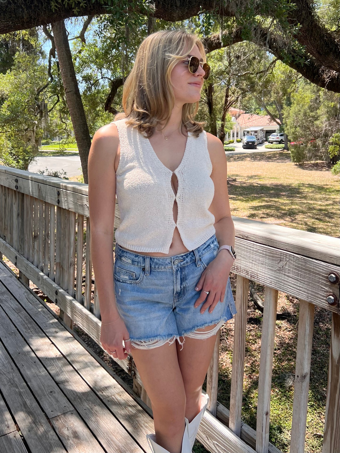 Emmett Distressed Light Denim Shorts