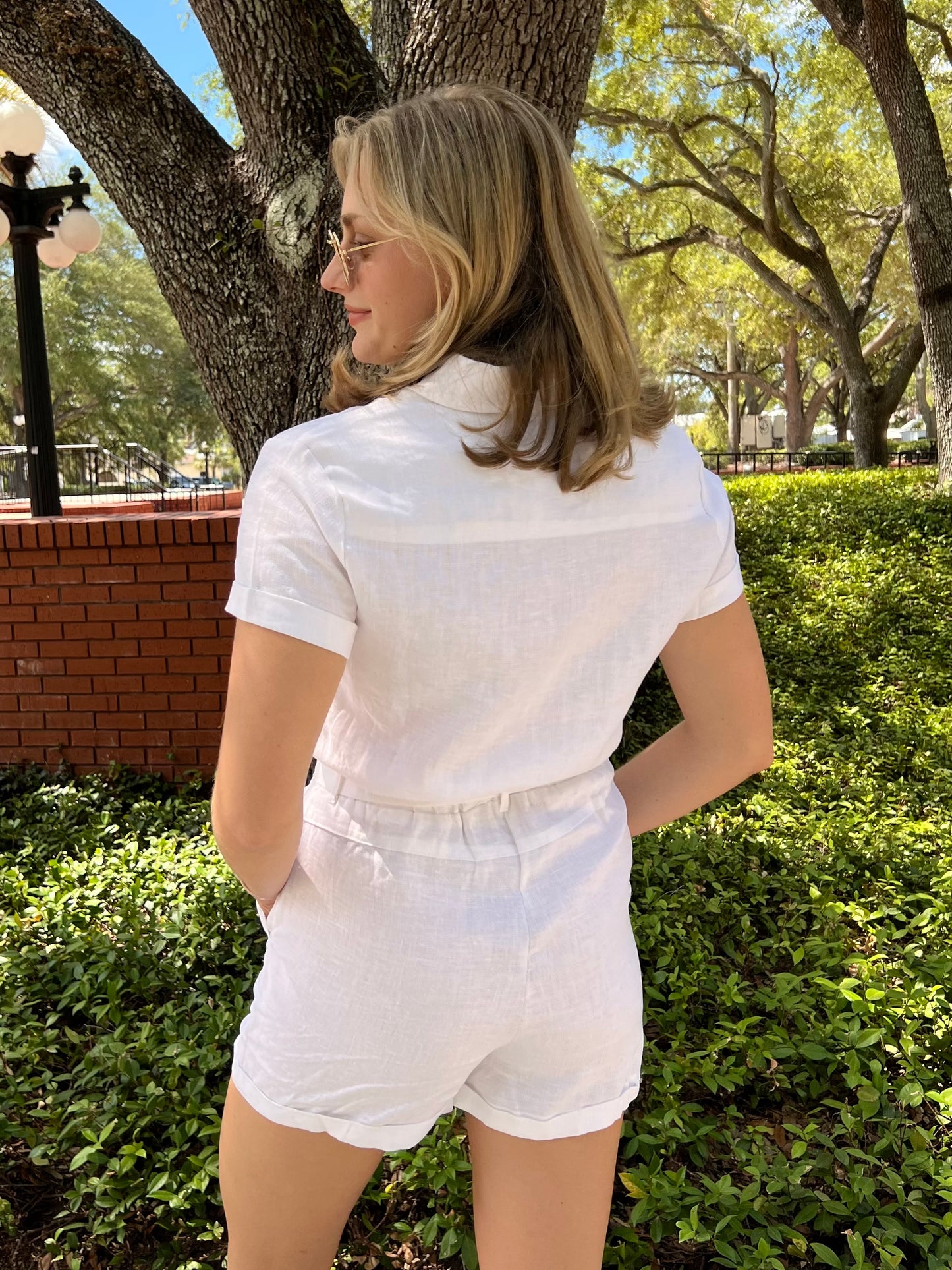 Hayden White Linen Romper