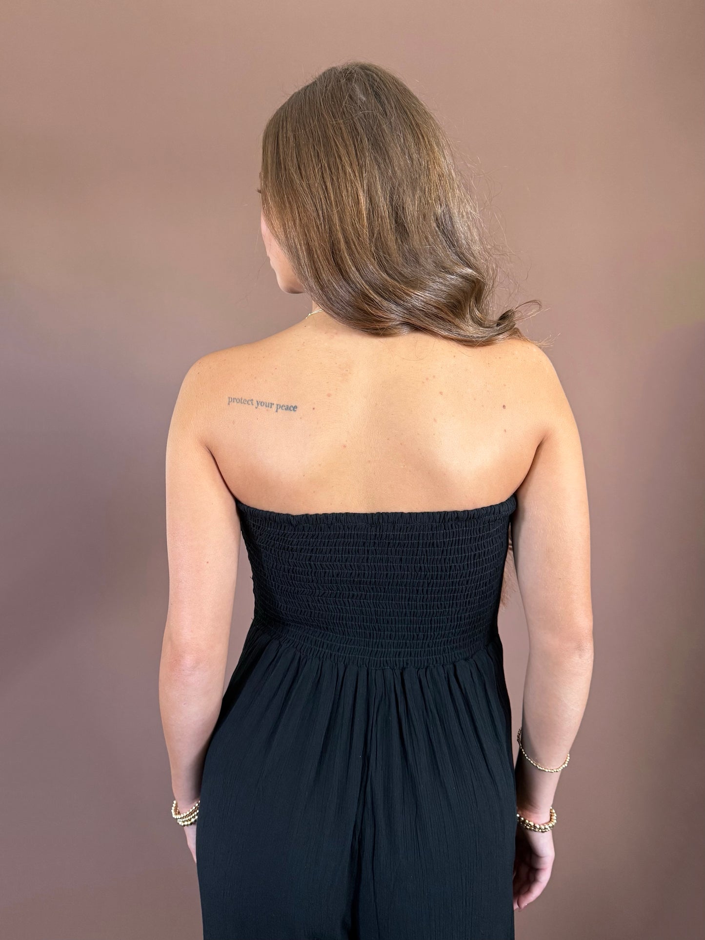 Emma Strapless Front Tie Jumpsuit in Black