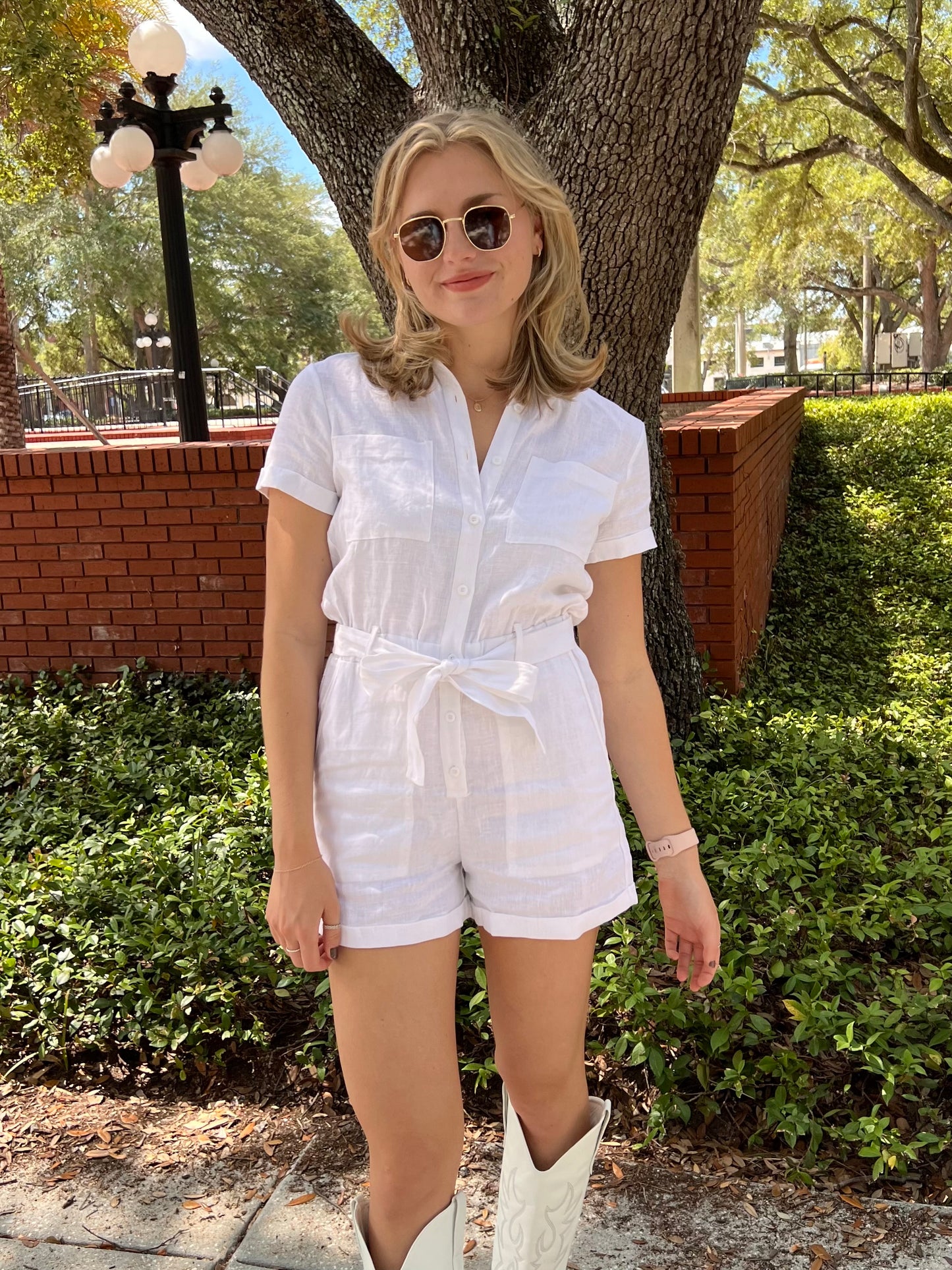 Hayden White Linen Romper