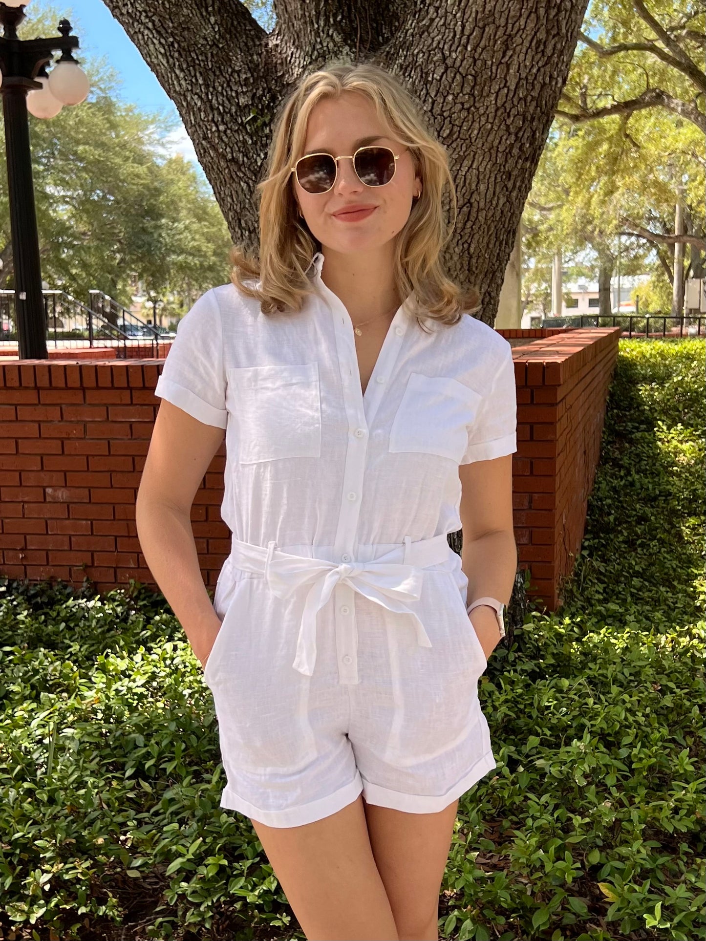 Hayden White Linen Romper