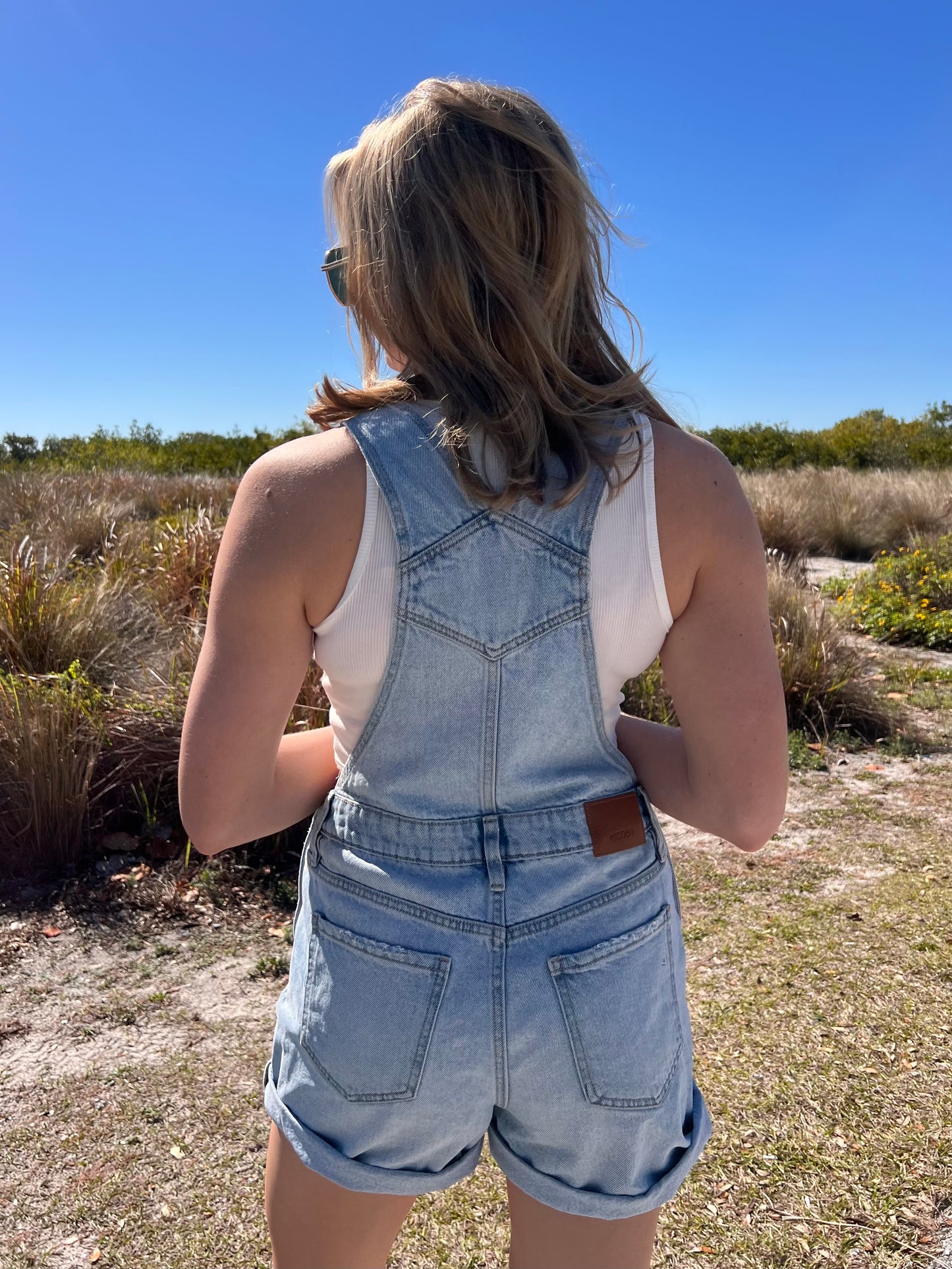 Wilder Denim Shortalls in Light WAsh