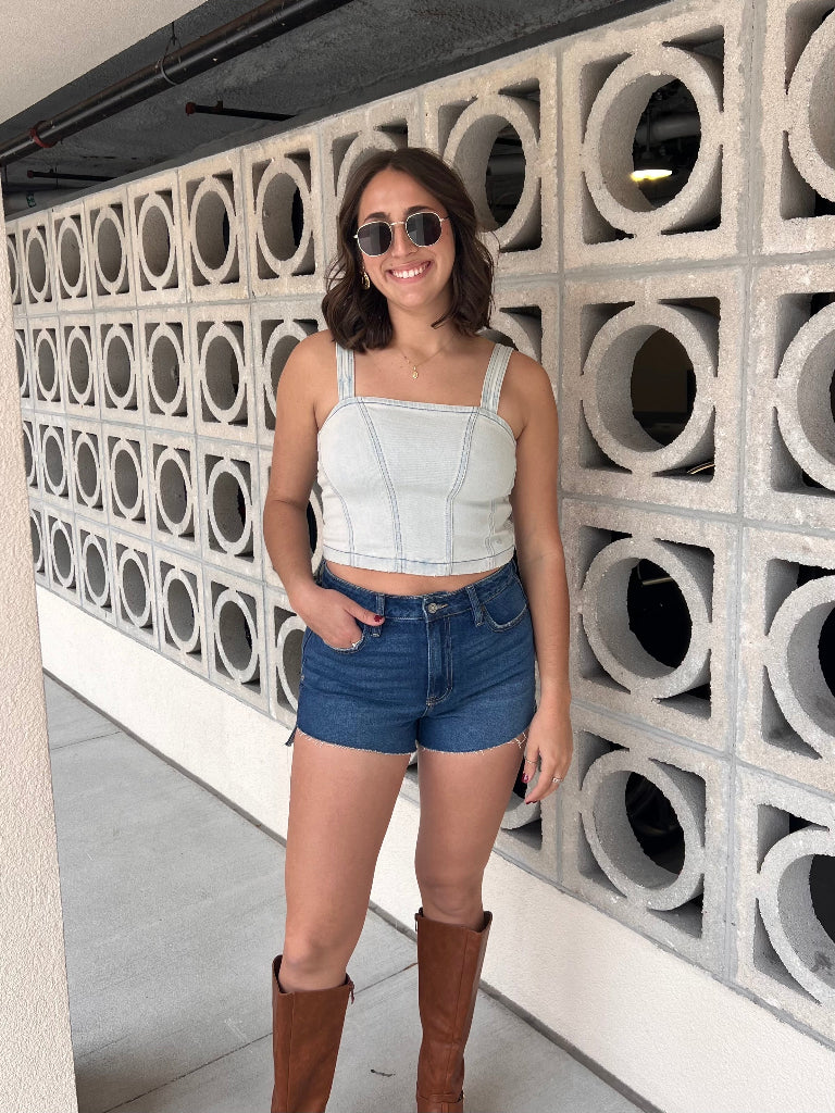 CHARLOTTE BUSTIER DENIM TOP