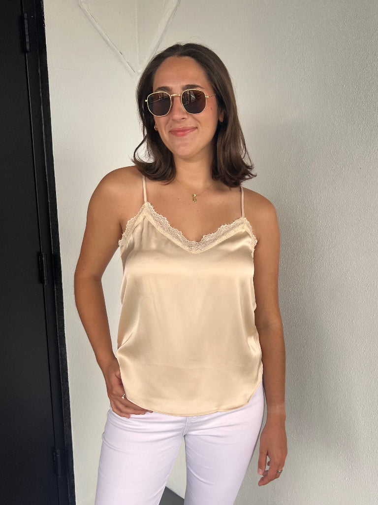 FAYE LACE TANK IN BEIGE