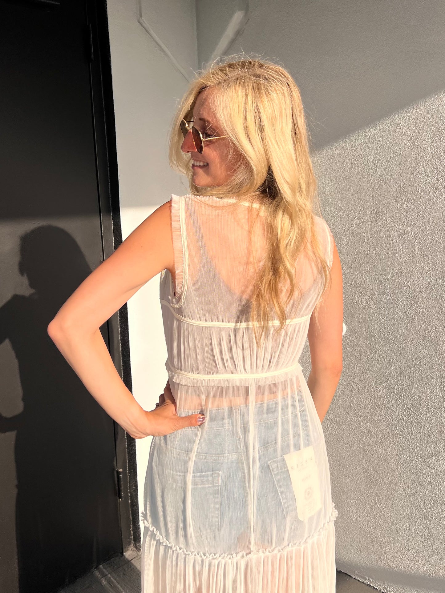 SIENNA TULLE KIMONO IN OFF WHITE
