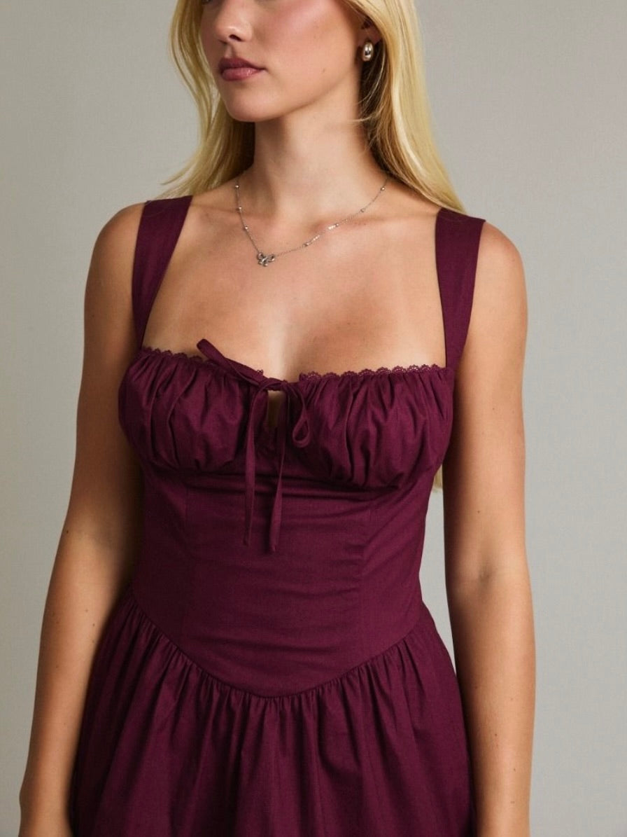 Tate A-Line Mini Dress in Plum