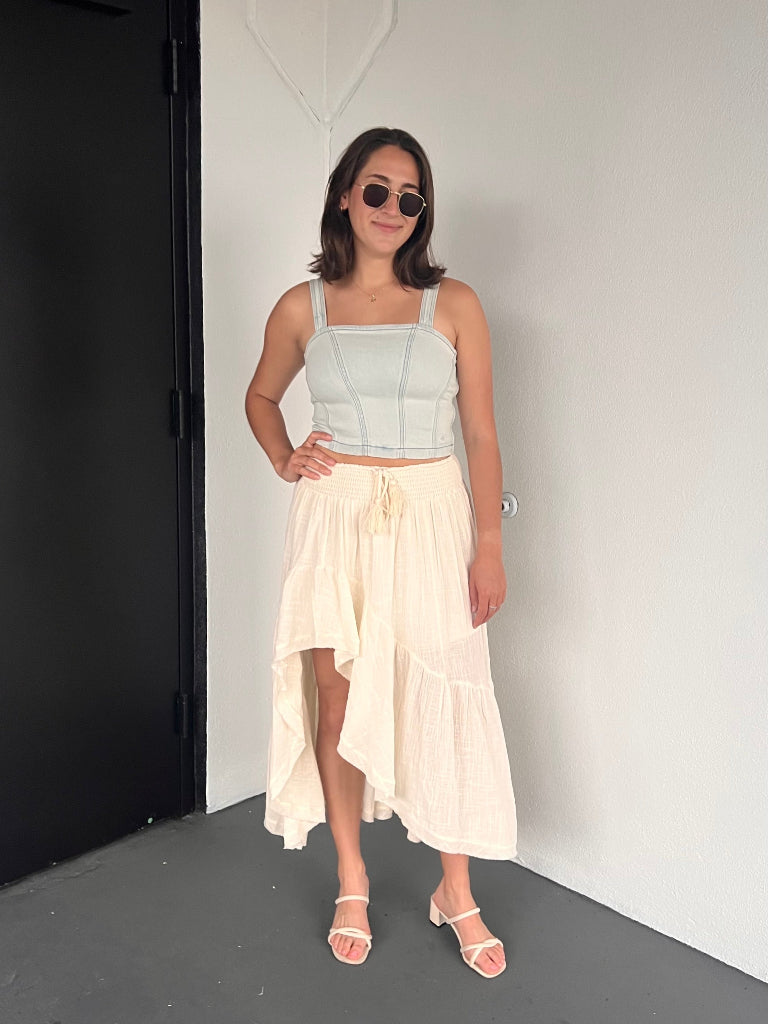 CHARLOTTE TOP IN DENIM