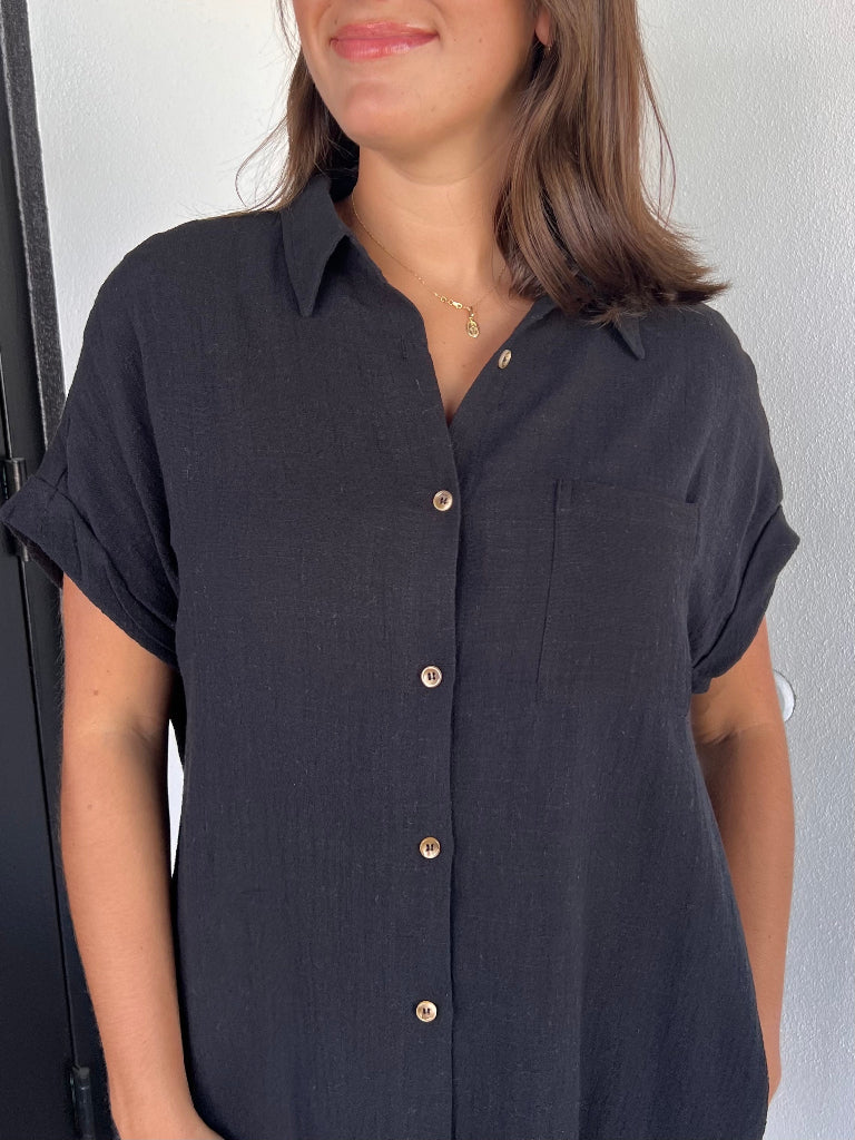 LUNA SHIRT DRESS IN BLACK