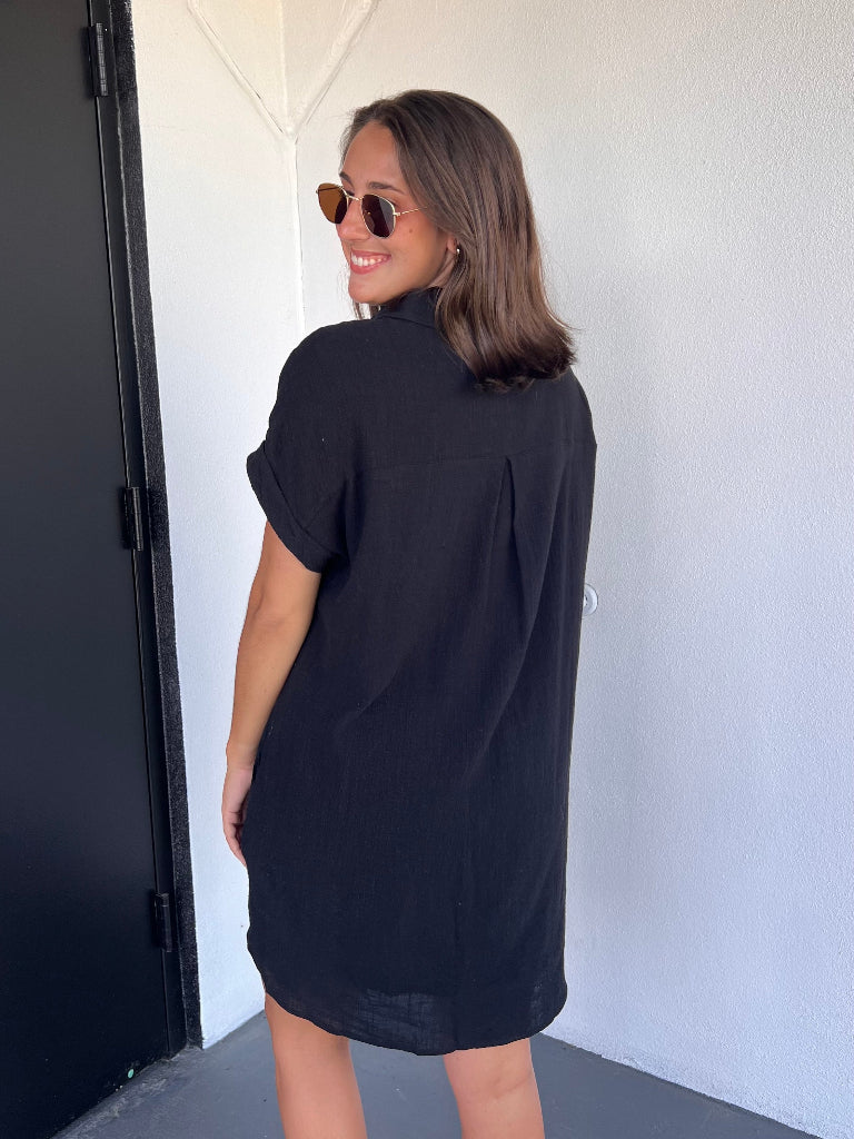LUNA SHIRT DRESS IN BLACK