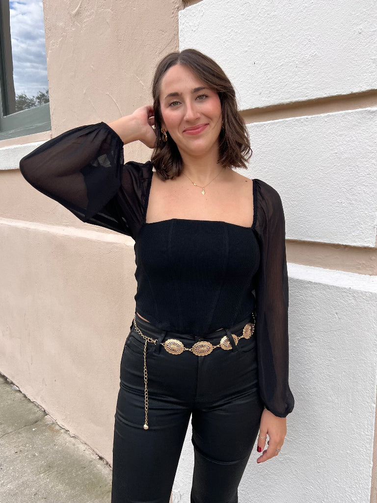 ALESSA CORSET TOP IN BLACK