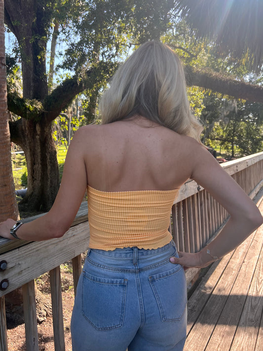 Kit Seamless Ribbed Tube Top in Orange