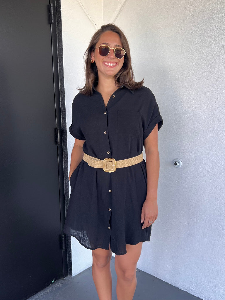 LUNA SHIRT DRESS IN BLACK