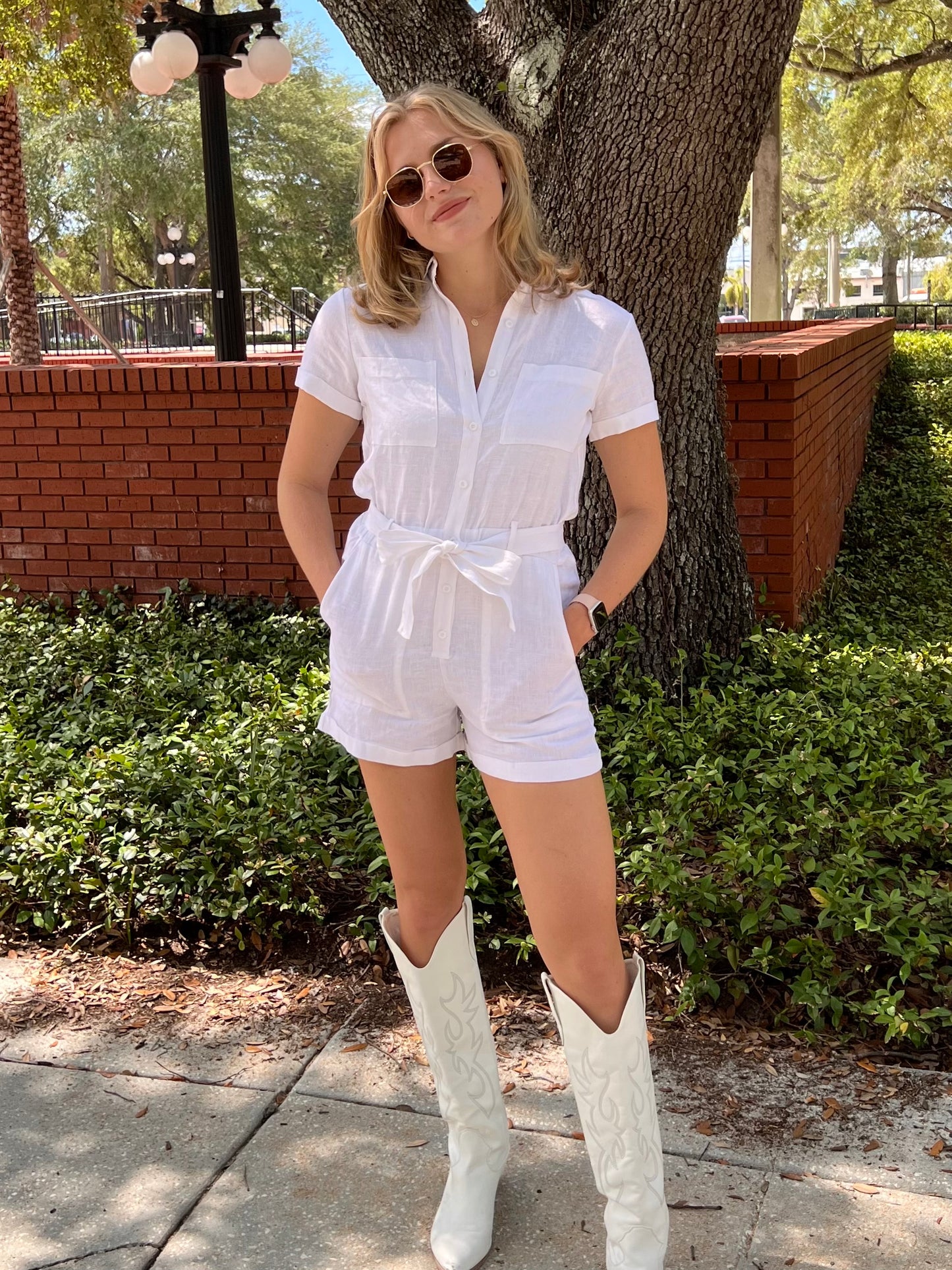 Hayden White Linen Romper