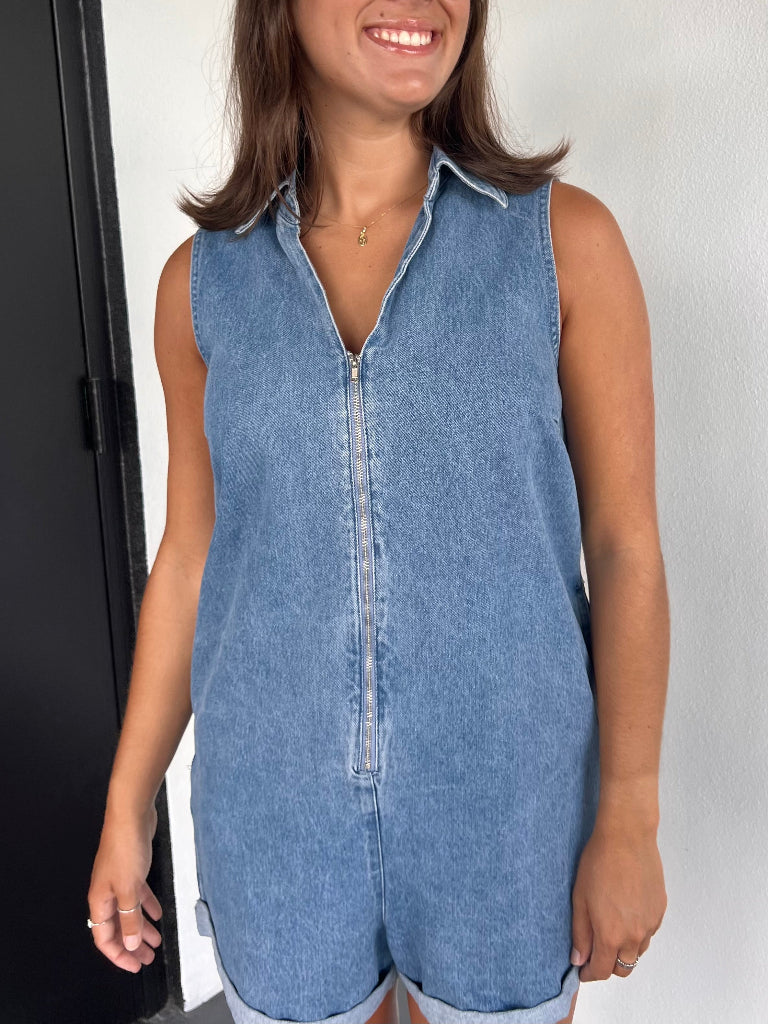JETT ROMPER IN DENIM