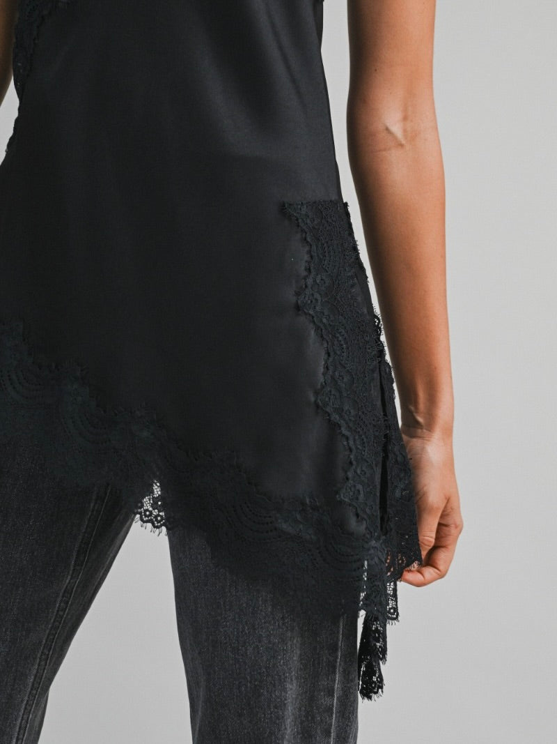 Skye Asymmetrical Lace Cami in Black