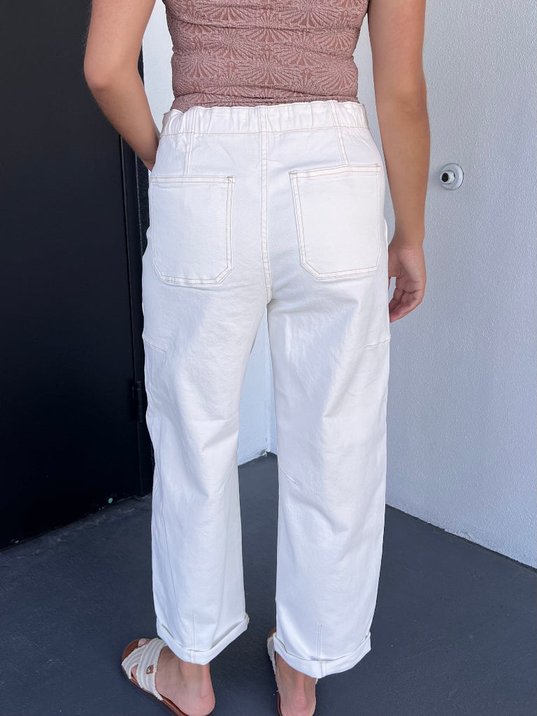 CHANNING BARREL PANT IN CREAM