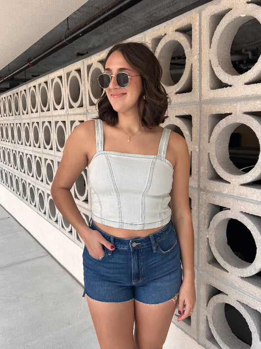 CHARLOTTE BUSTIER DENIM TOP