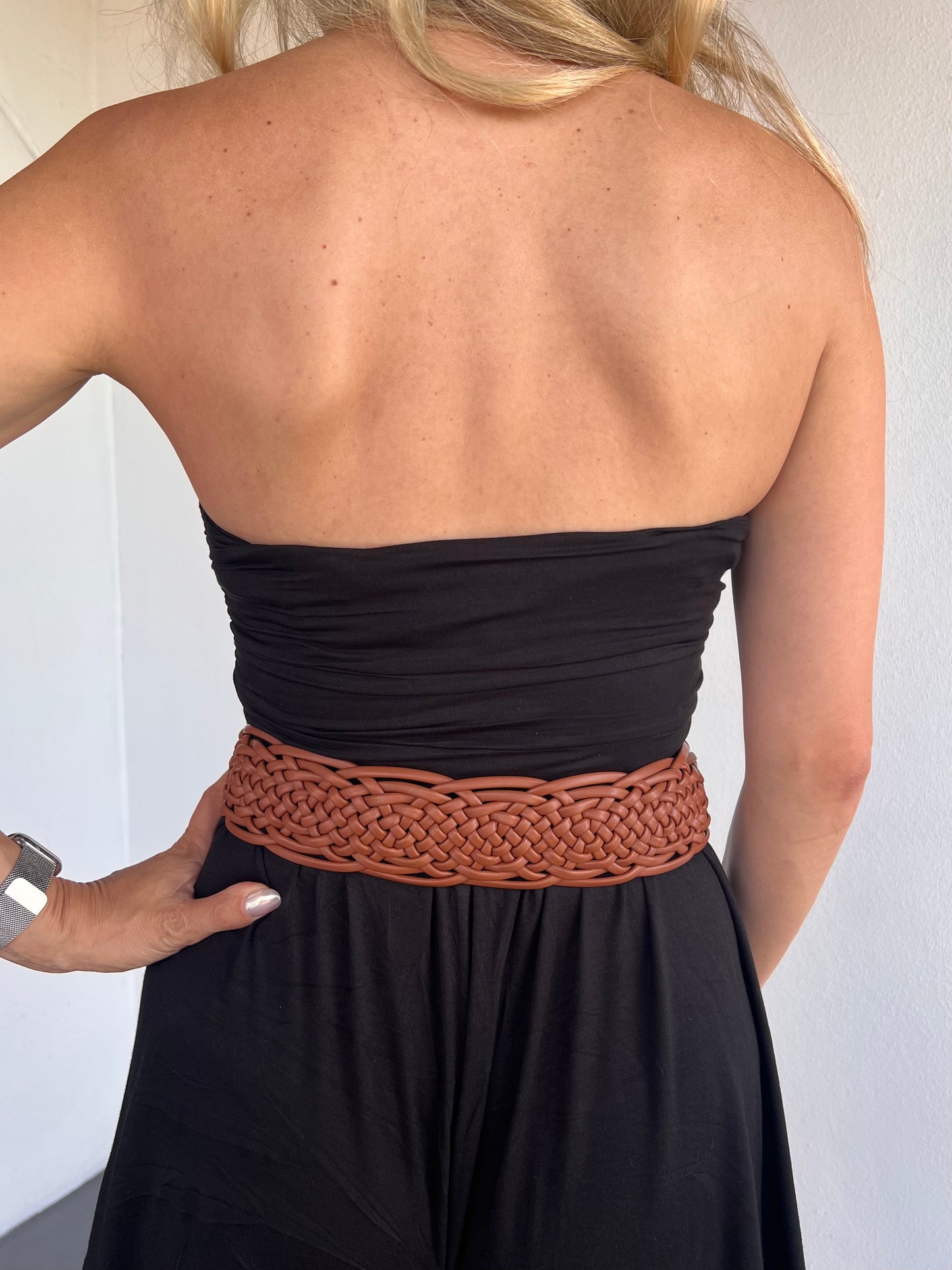 Lucy Western Belt in Brown with Turquoise Stone Detail