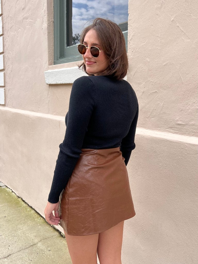 SUTTON LONG SLEEVE SWEATER BODYSUIT IN BLACK