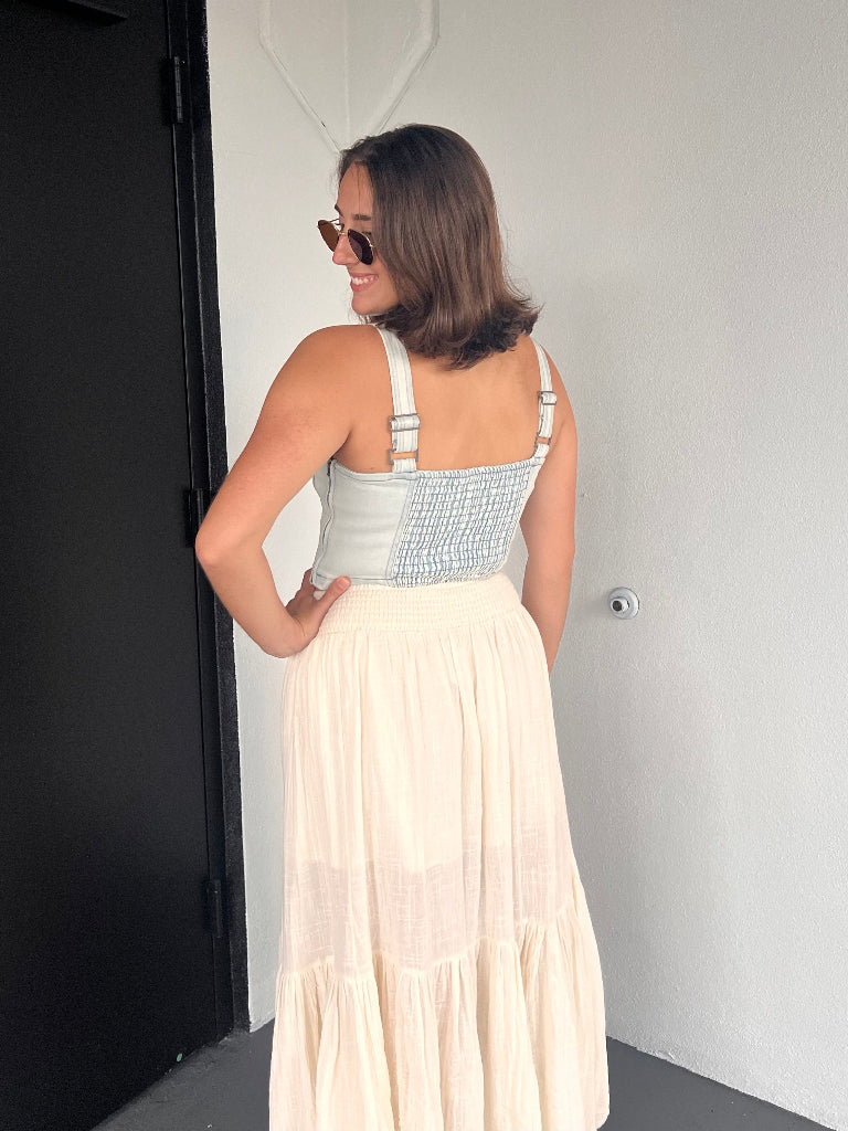 CHARLOTTE TOP IN DENIM