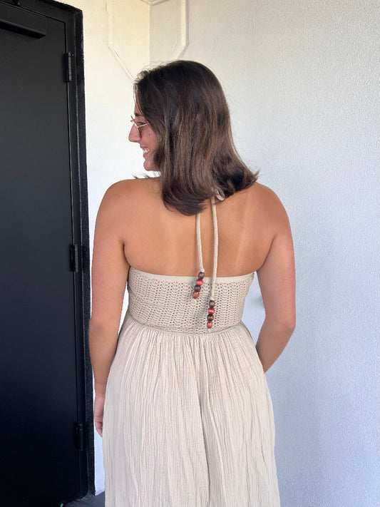 TALLULAH CROCHET MAXI DRESS IN SAND