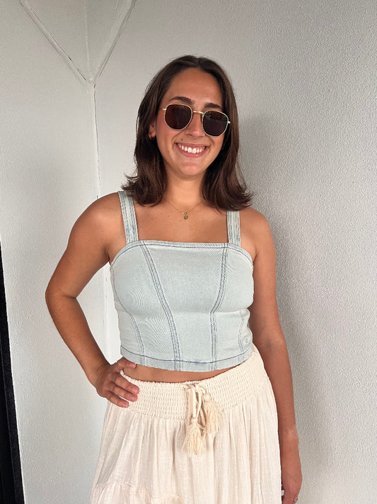 CHARLOTTE TOP IN DENIM