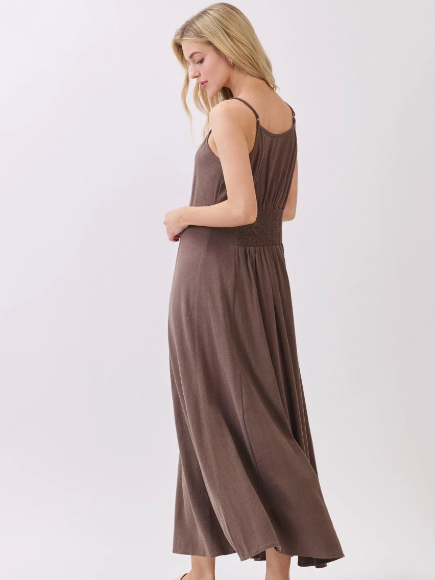 Chloe Sleeveless Maxi Dress in Chocolate Brown