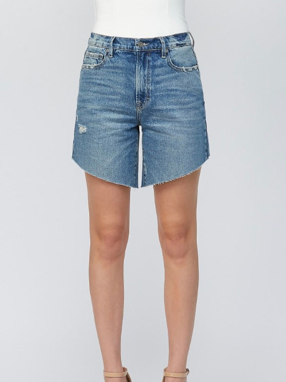 Lennox Long Dad Shorts in Denim