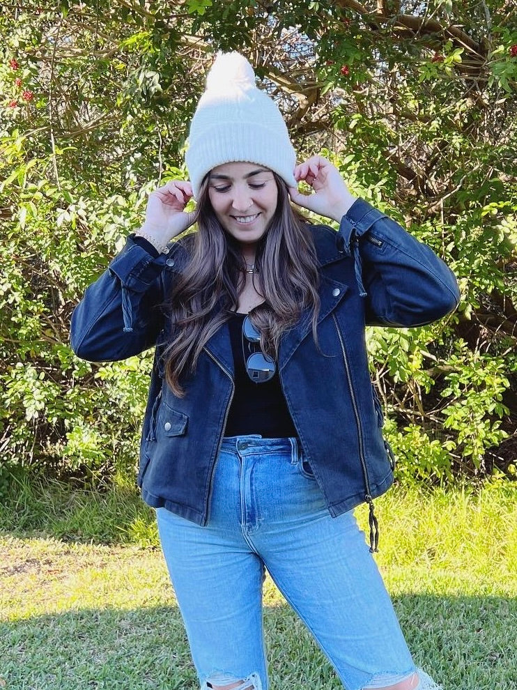 RAMONA MOTO JACKET IN BLACK DENIM