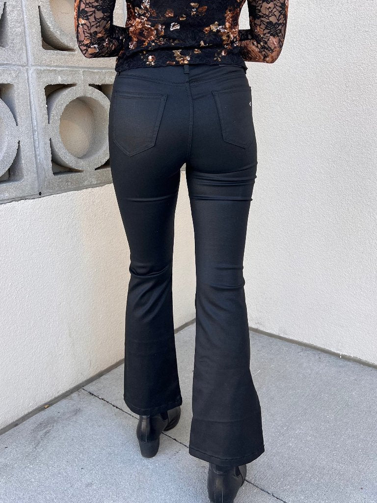 HALSEY BOOTCUT JEANS IN COATED BLACK