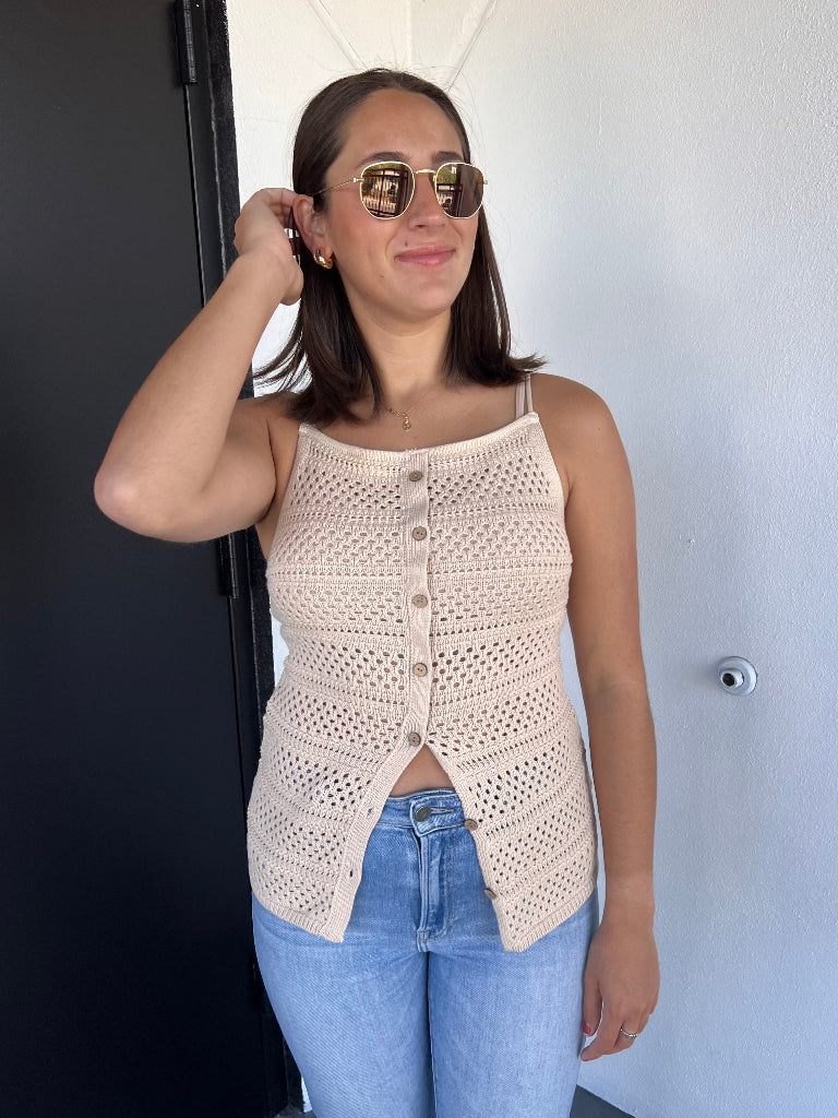 LAUREN CROCHET TOP IN NATURAL