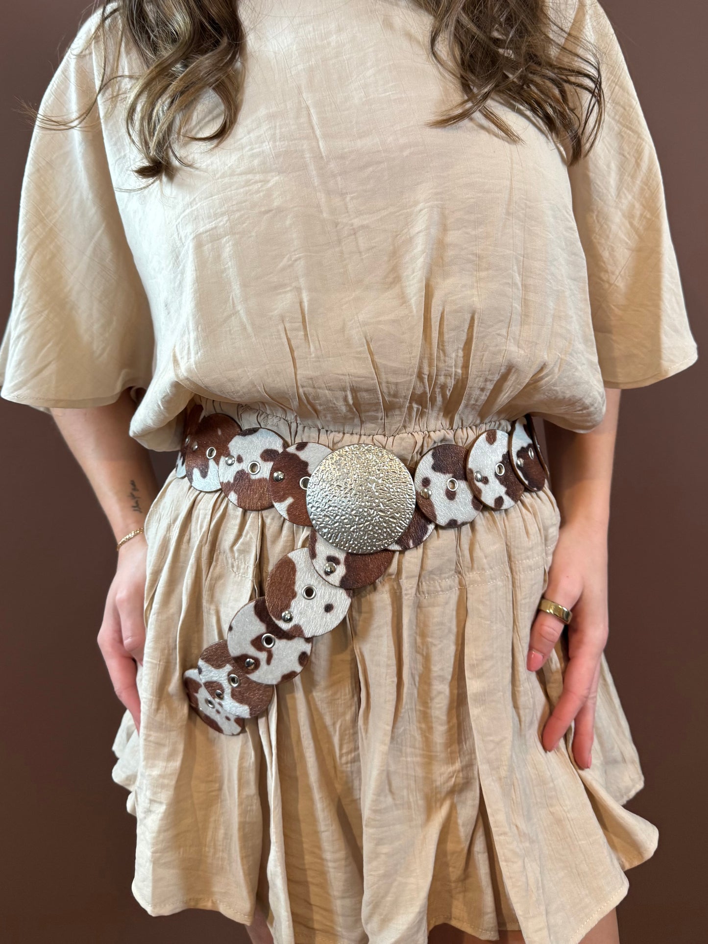 Cash Cowhide Disc Belt in Silver