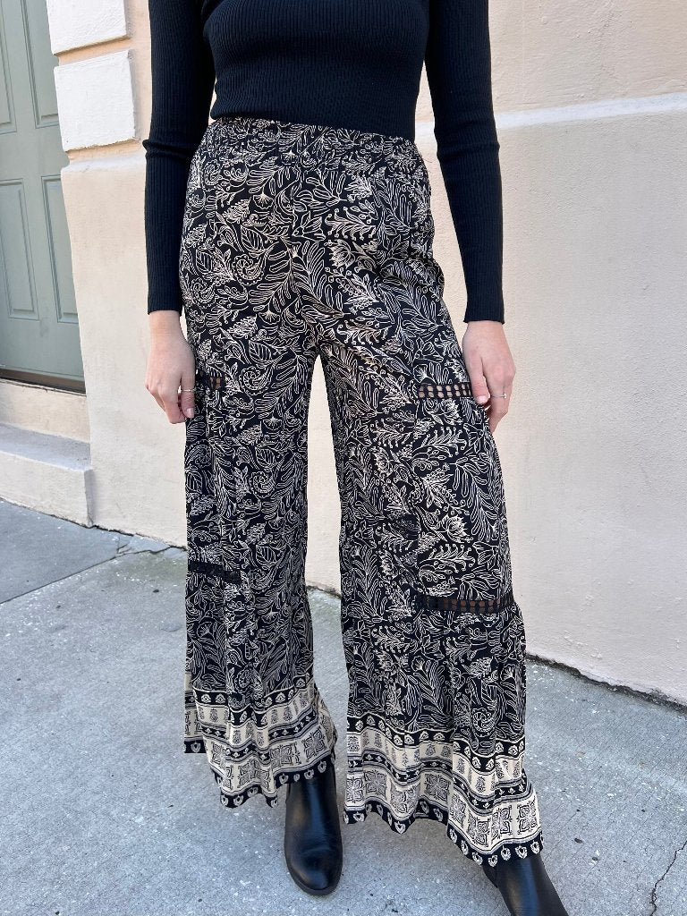 JUNO PRINTED PANTS IN BLACK